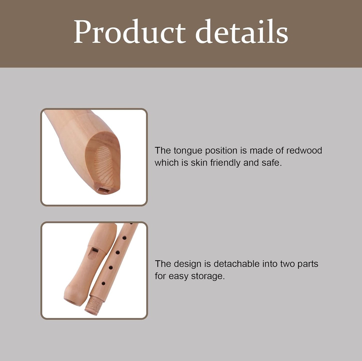 C Key 8 Hole Descant Soprano Recorder with Rod German Kids Music Flute Instrument Descant Wood Recorder