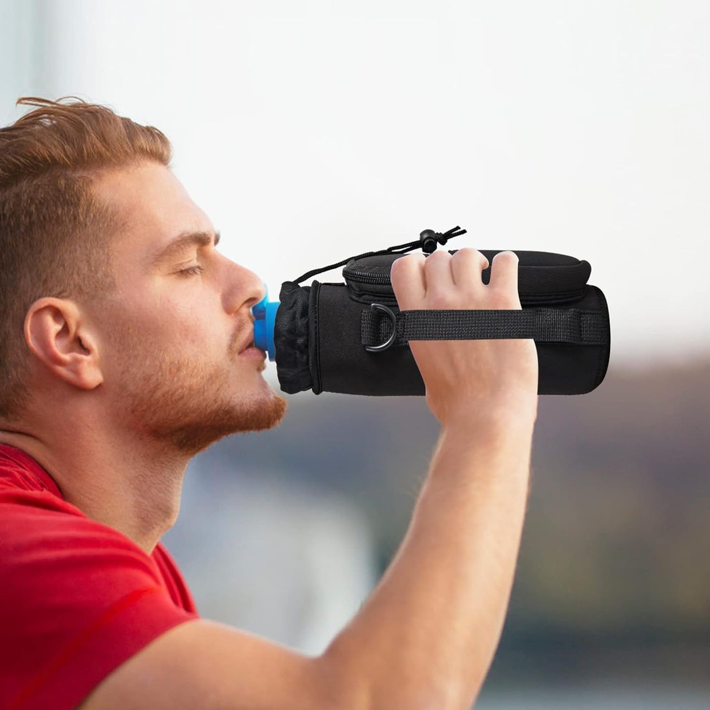 AUPET Water Bottle Sling Bag Sleeve Holder Carrier 25/32/40/64 oz,Insulated Crossbody Water Bottle Case Cover with Strap and Pockets for Men/Women Walking Hiking