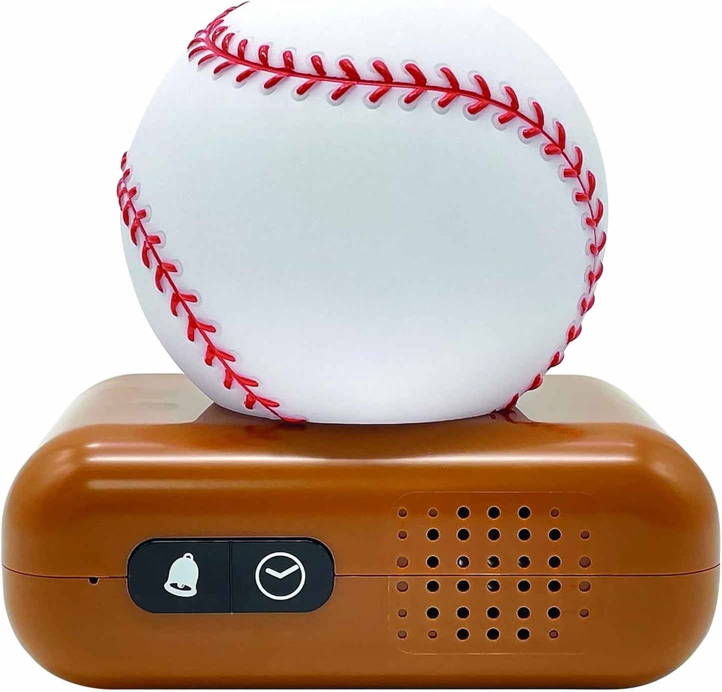 LEXiBOOK, Baseball - Baseball Nightlight Alarm Clock, Sounds and Melodies, LCD Backlit Screen, Luminous, Snooze, Brown/White, RL800BL