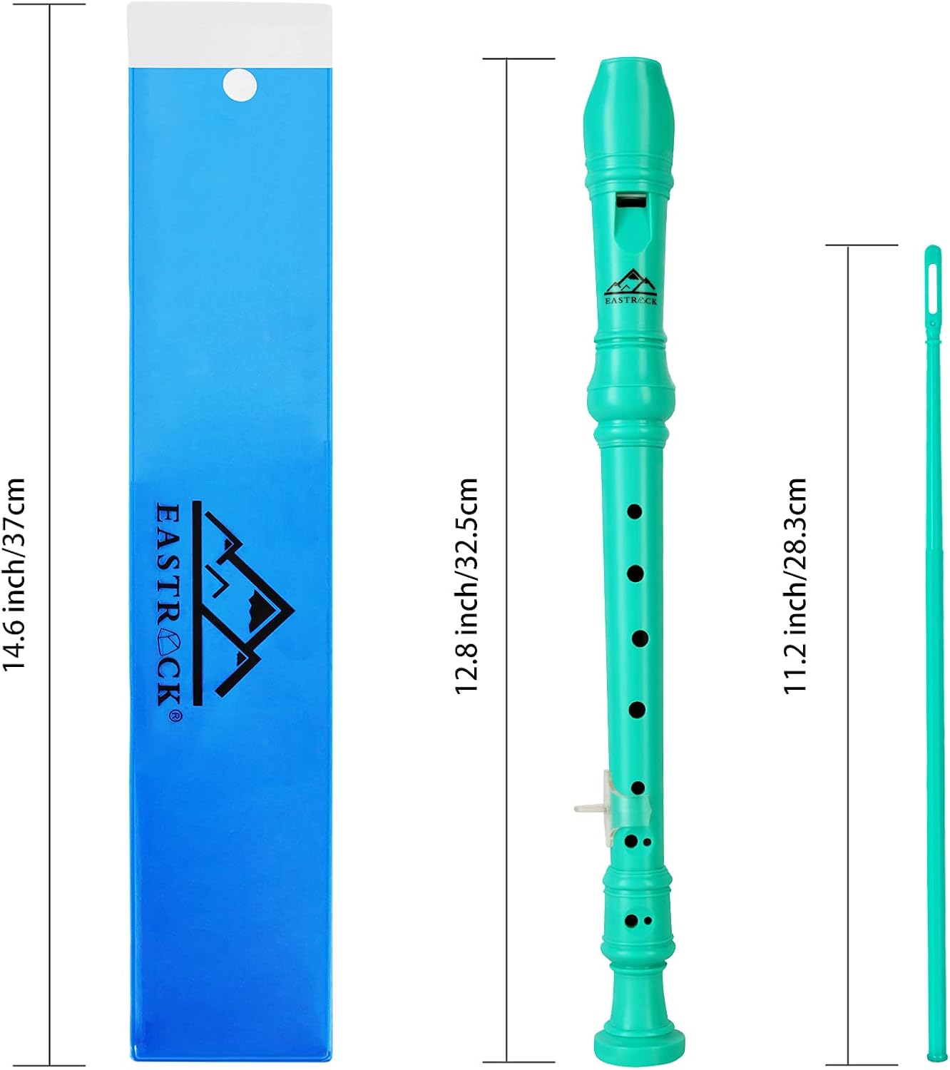 Eastrock Recorder Instrument German Style Soprano Recorder Green 3 Pieces for Beginners with Cleaning Rod, Fingering Chart, Packing Bag, Thumb Rest