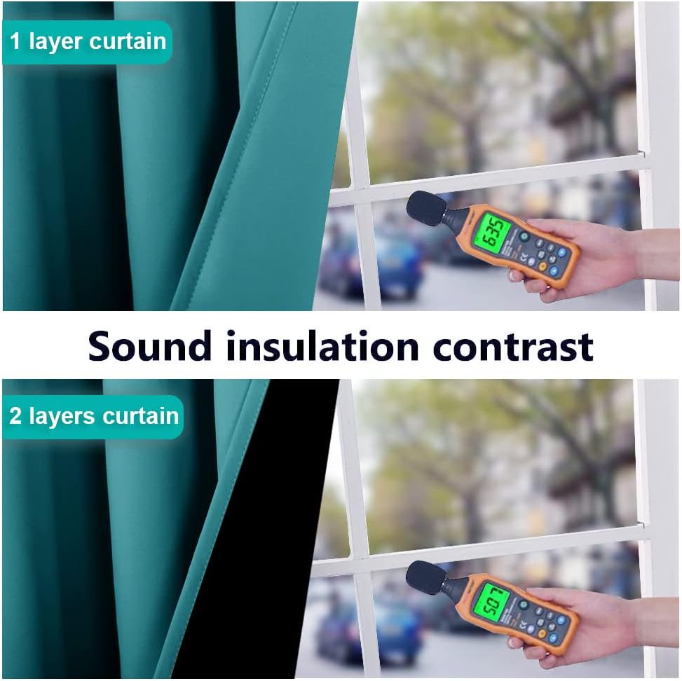 NICETOWN 100% Blackout Window Curtain Panels, Full Light Blocking Drapes with Black Liner for Nursery, 72-inch Drop Thermal Insulated Draperies (Peacock Teal, 2 Pieces, 62-inch Wide Per Panel)