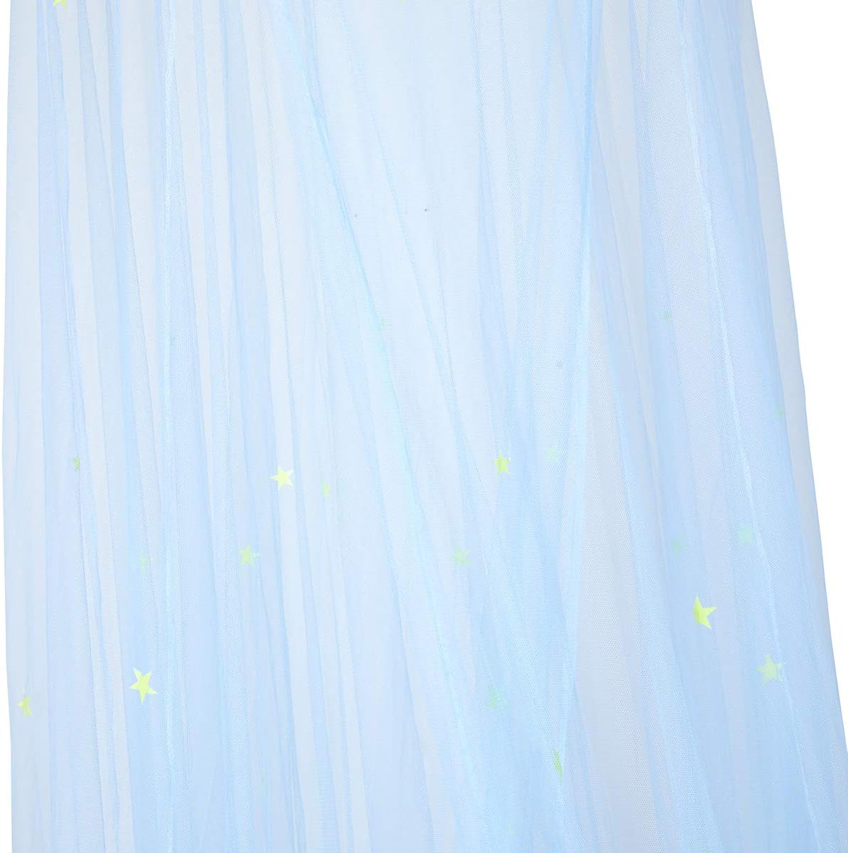 BCBYou Bed Canopy Mosquito Net with Fluorescent Stars Glow in Dark for Baby, Kids, and Adults, for Cover The Baby Crib, Kid Bed, Girls Bed Or Full Size Bed (Light Blue)