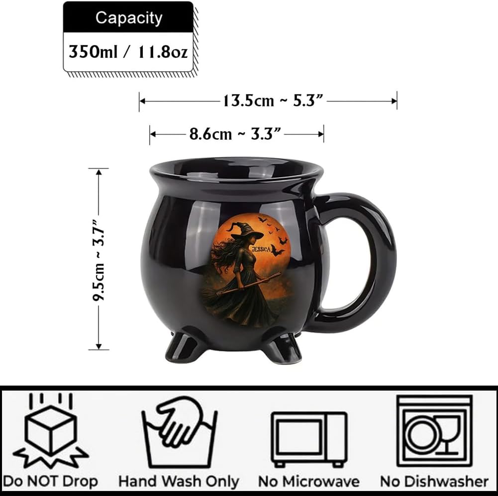 Custom Witch Cauldron Mug, Personalized Witches Brew Halloween Coffee Mug, Halloween Mugs Gifts For Women, Besties, Family, Witches Cauldron, Witch Coffee Mug, Witchy Gifts For Women (2pcs)