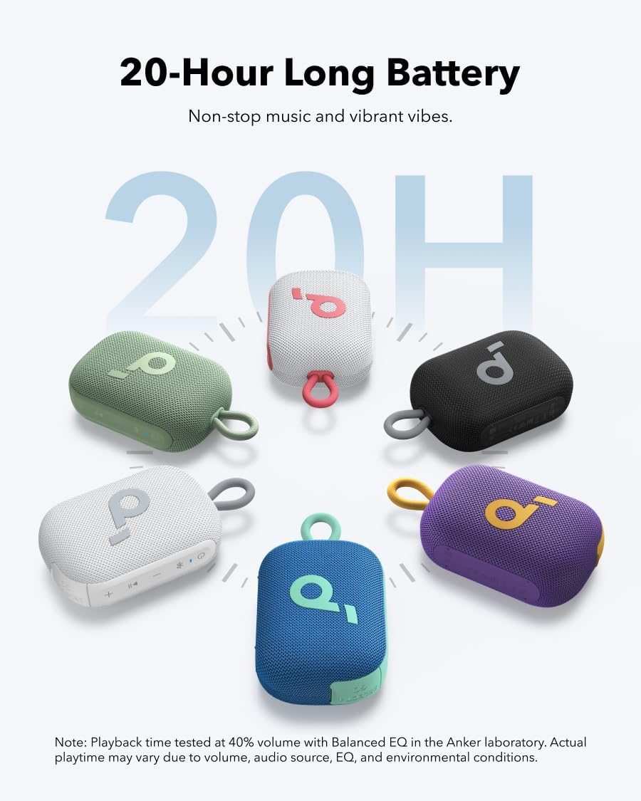 soundcore Select 4 Go Bluetooth Shower Speaker by Anker, IP67 Waterproof/Dustproof, Portable Wireless Speaker, 20H Playtime, Floatable, Powerful Sound, Electronics for Outdoors/Home/Office/Travel-Blue