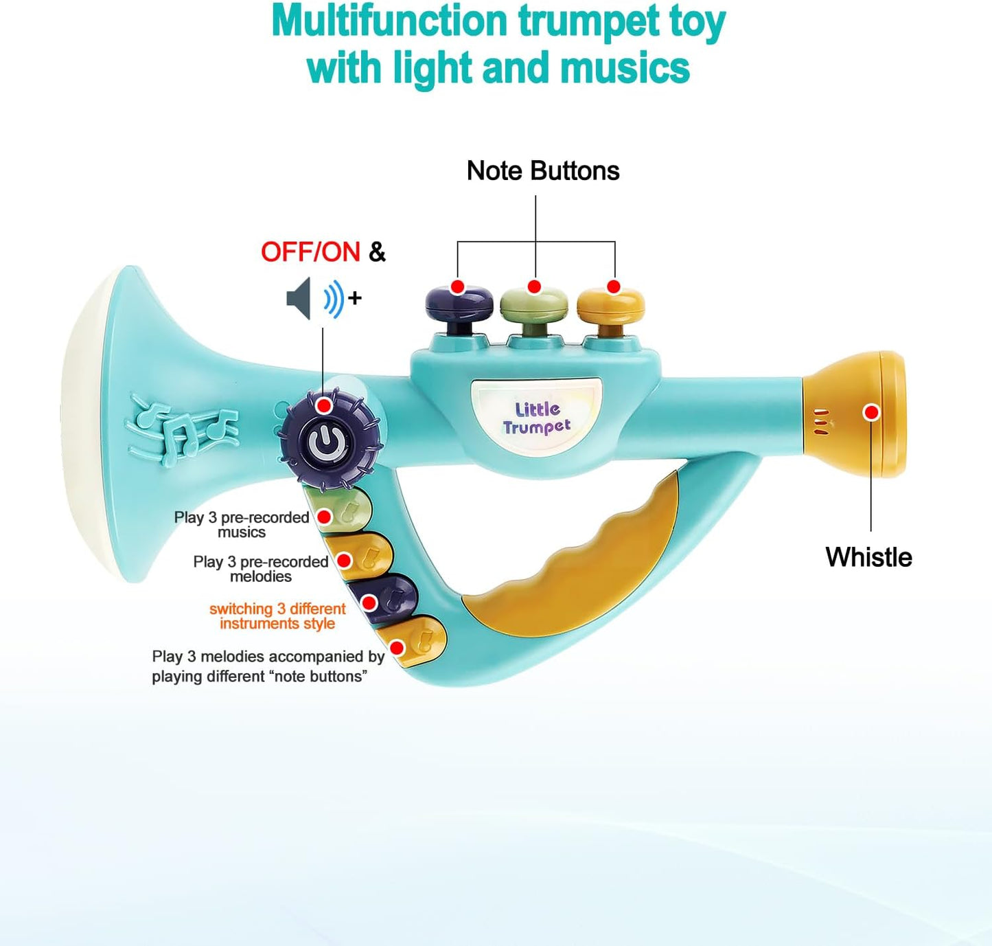 Generic Toddler Musical Instruments Toy, Trumpet, Harmonica, Recorder Flute for Kids Baby, Musical Toys Set for Children, Gifts for Boys Girls Ages 2 3 4 5, Blue