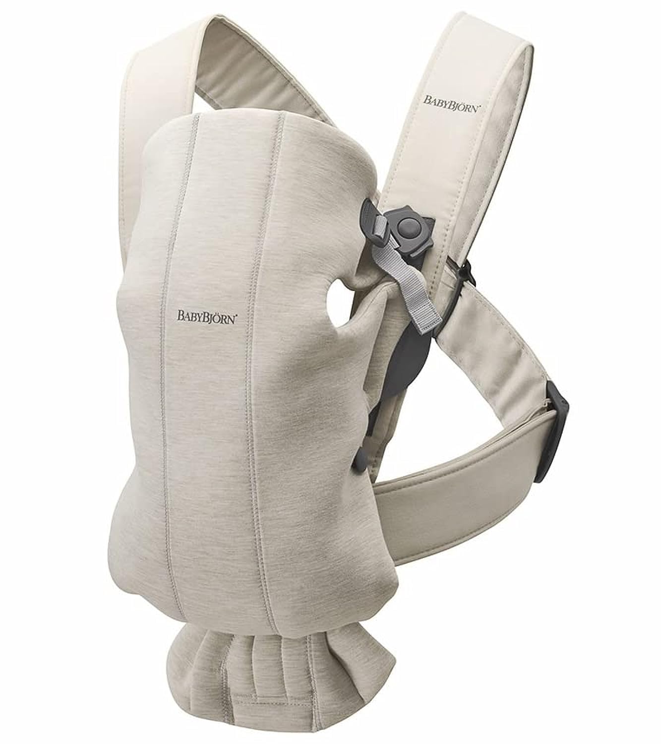 BabyBjörn Baby Carrier Mini, 3D Jersey, Light Beige | Newborn Carrier (7-25 lbs), Ergonomic, Easy-to-Use