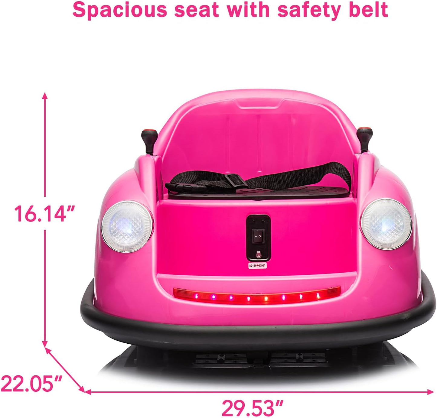 12V Bumper Car for Toddlers, Electric Toy Ride on Battery Car with Kids W/Parent Remote Control, 2-Speed, 360 Degree Spin, Music & LED Lights for Kids, Pink