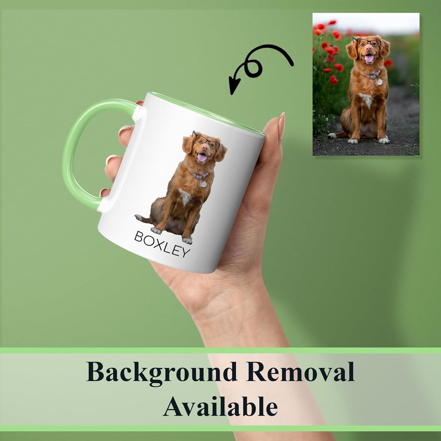 Personalized Mothers Day Coffee Mug, Custom Mum Photo Text 11 Oz Ceramic Mug, Customized Mom Picture Name Tea Cup, Unique Gift Idea,Taza Cafe Personalizadas Fotos, Custom Gifts Women Men, Light Green