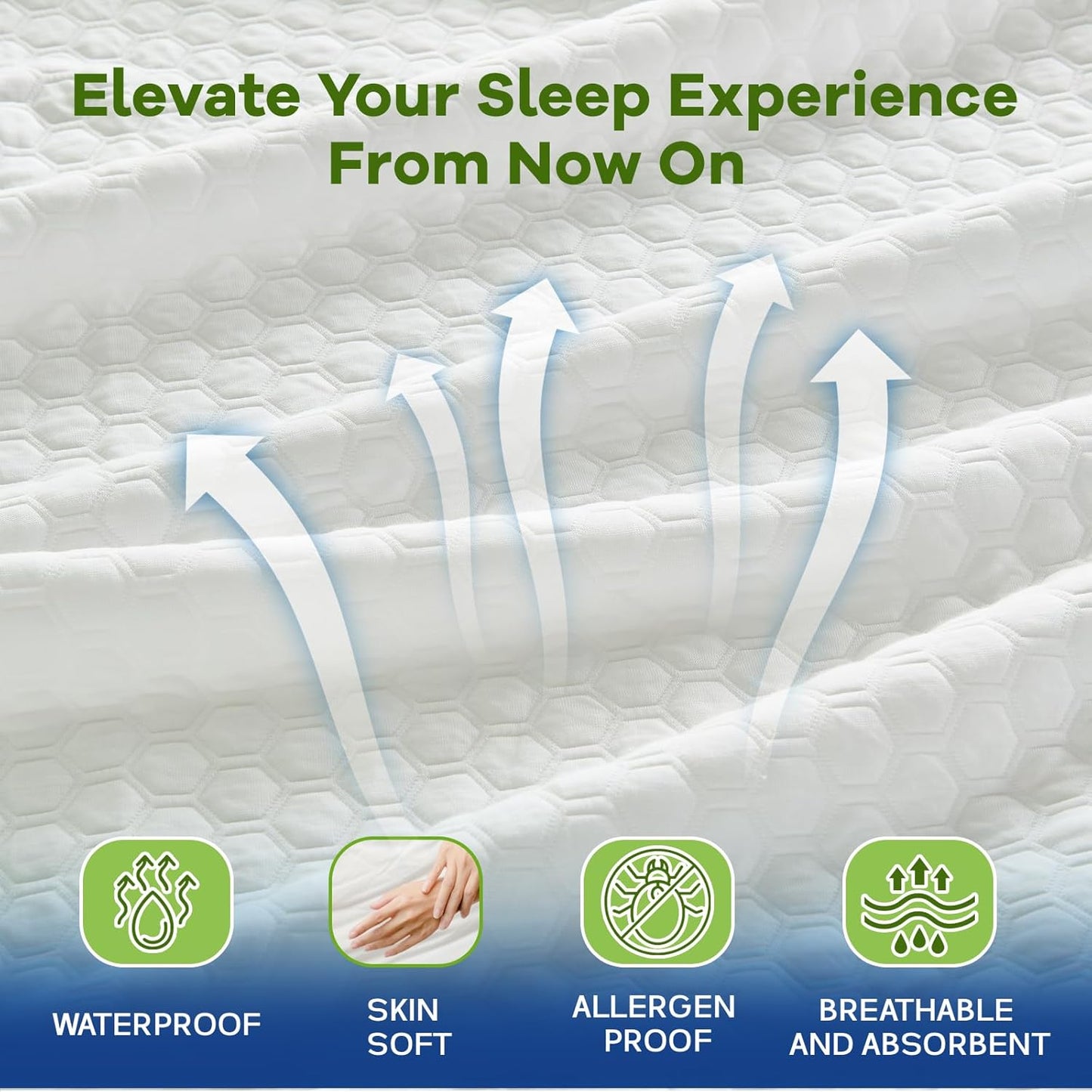 Premium Tencel King Mattress Protector in White, Natural and Skin Soft, Enjoy Our Waterproof Mattress Cover Fitted with A Deep Pocket, Hypoallergenic, Breathable, Noiseless and Absorbent