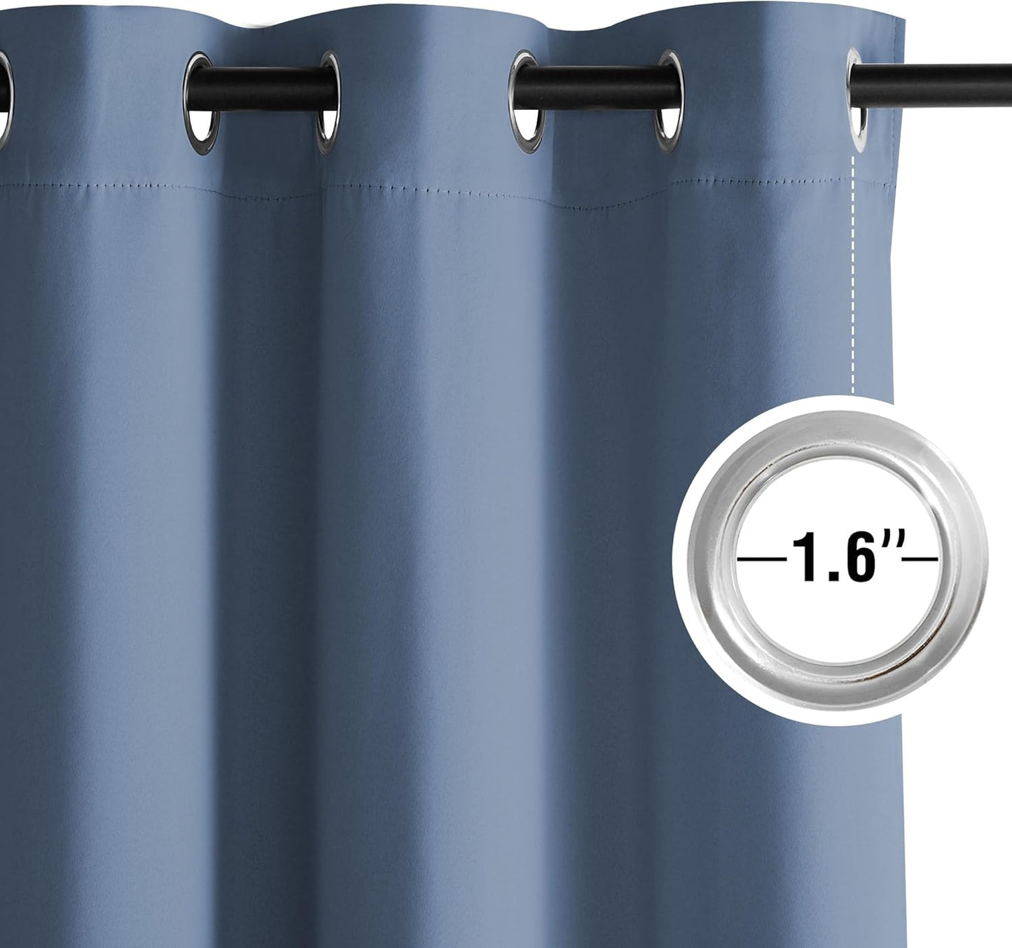 NICETOWN Stone Blue Blackout Curtains 90 inch Long, Thermal Insulated Grommet Privacy Energy Saving Shades for Bedroom, Living Room, Bathroom, Laundry, Patio, Closet, 2 Panels, W52 x L90
