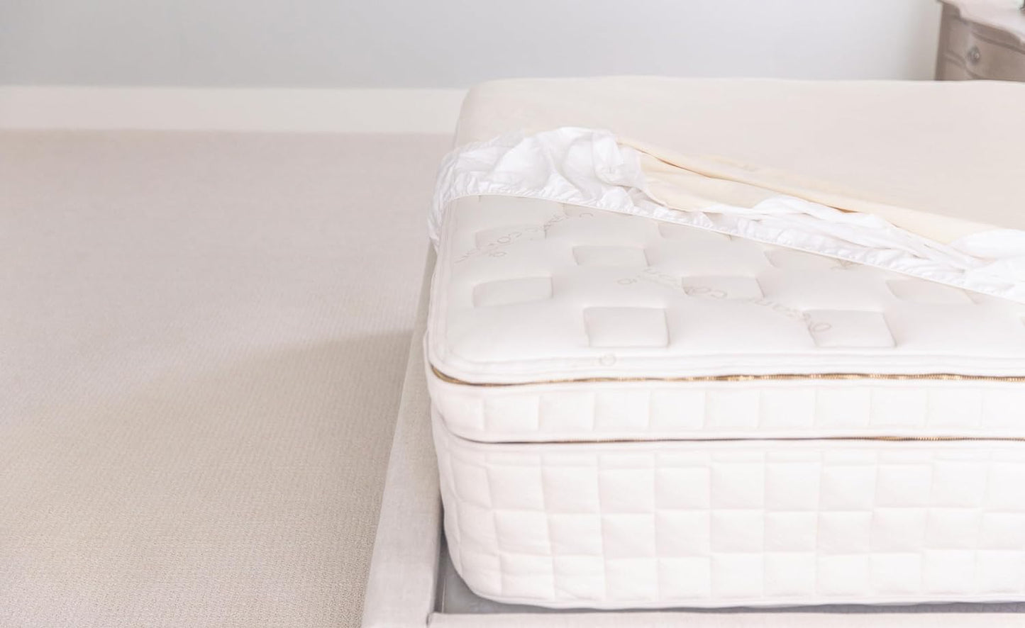 Naturepedic Organic Waterproof Mattress Protector Pad, Fitted Stretch Knit Mattress Cover for 9"-16" Depth, Twin XL