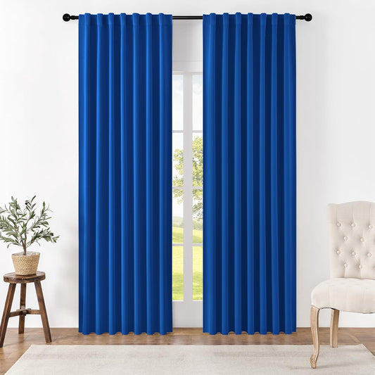 Joydeco Blackout Curtains 96 Inches Long for Bedroom, Thermal Insulated Black Out Curtains 2 Panels Set, Room Darkening Drapes for Living Room Window (W52 x L96 Inch, Royal Blue)
