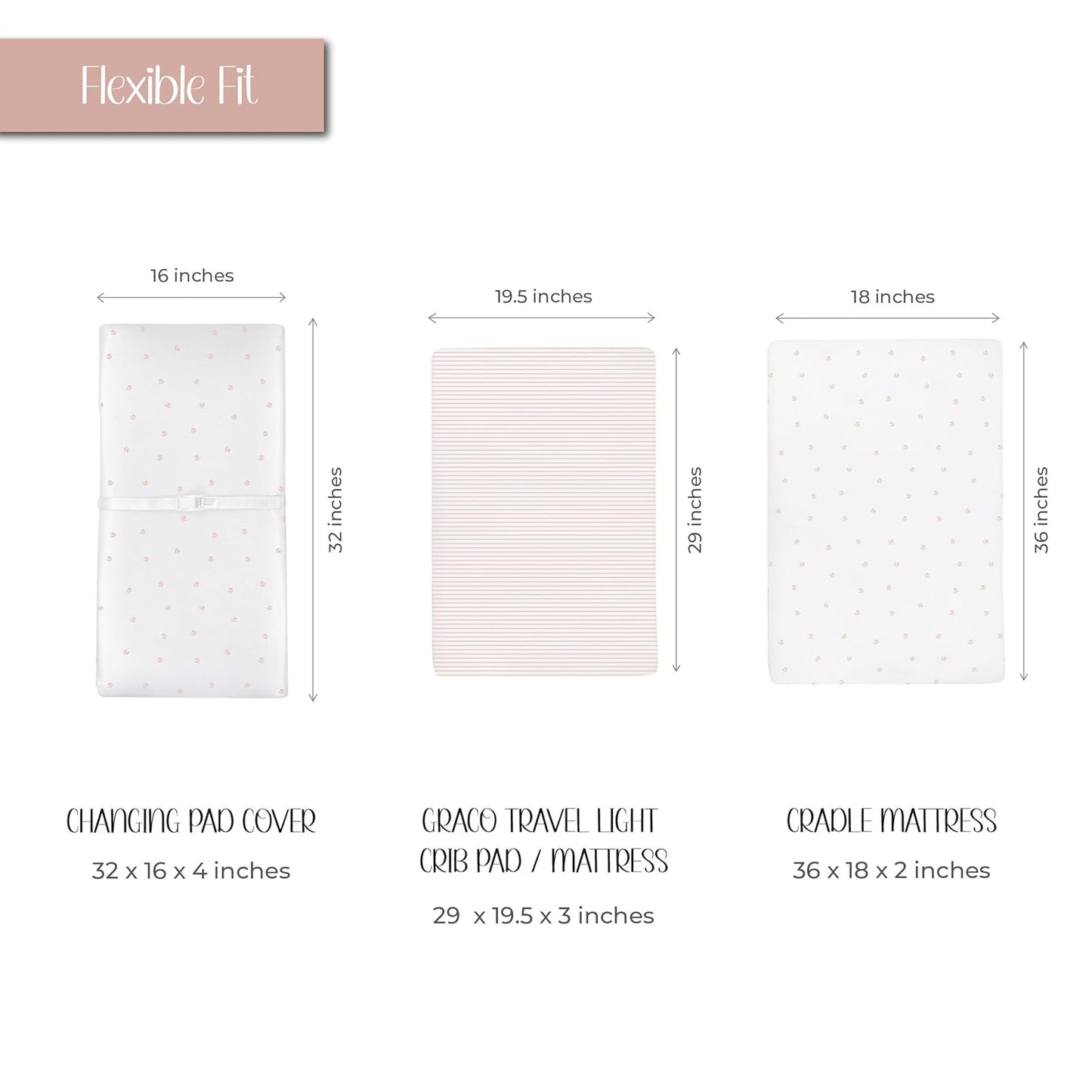 Ely’s & Co. Changing Pad Cover, Diaper Changing Table Sheets, 2 Pack, Cradle Sheet Set for Baby Girls, 100% Jersey Knit Cotton, Pink Tulip Collection, 32”x16”x5”