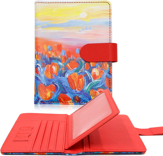 Melsbrinna RFID Passport Holder for Travel, Unisex Adults, Red, PU Leather, RFID Blocking, Passport Cover