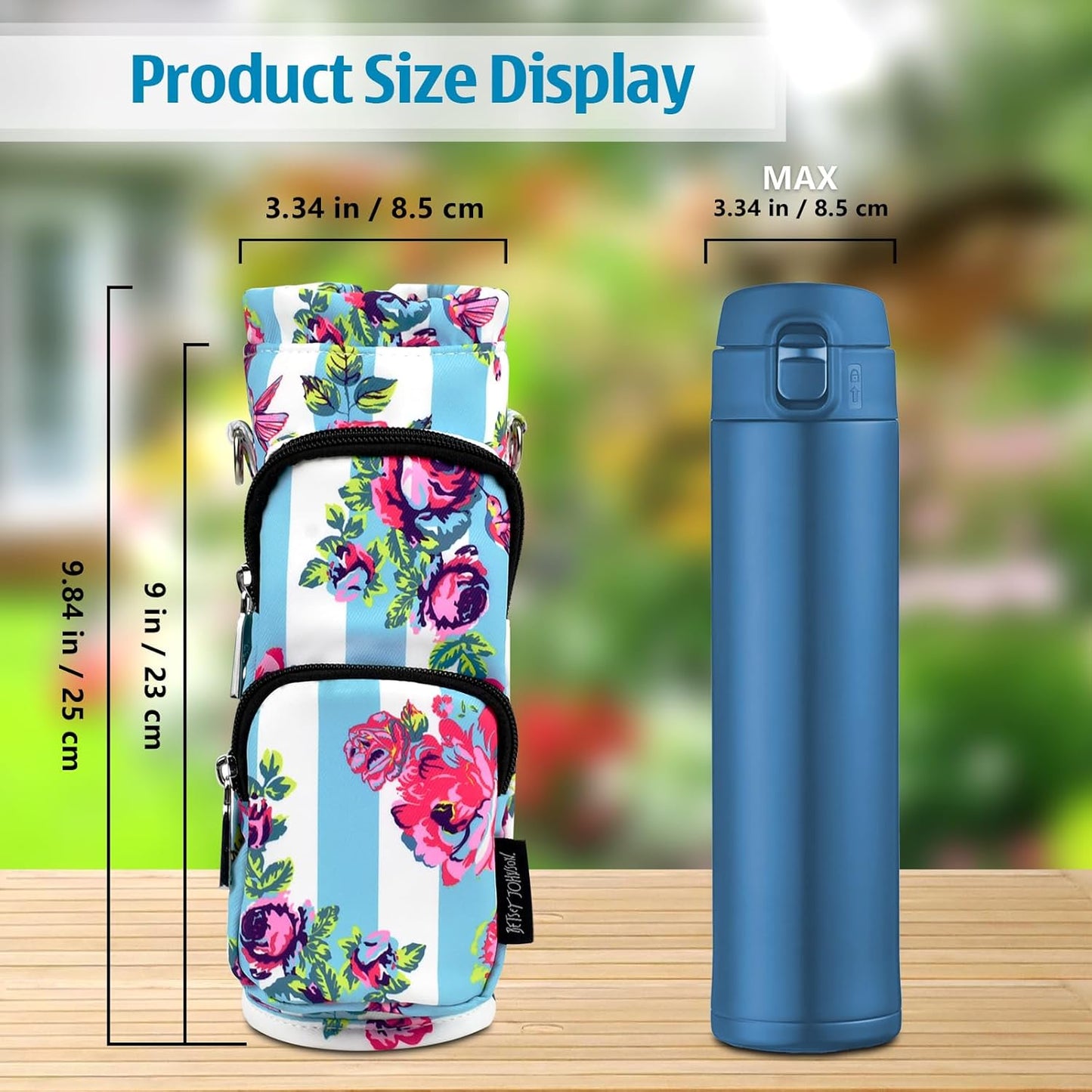 Betsey Johnson Insulated Water Bottle Pouch Holder Carrier Crossbag with Adjustable Shoulder Strap - Lightweight Polyester Accessories with Pockets Good for Hiking Sports