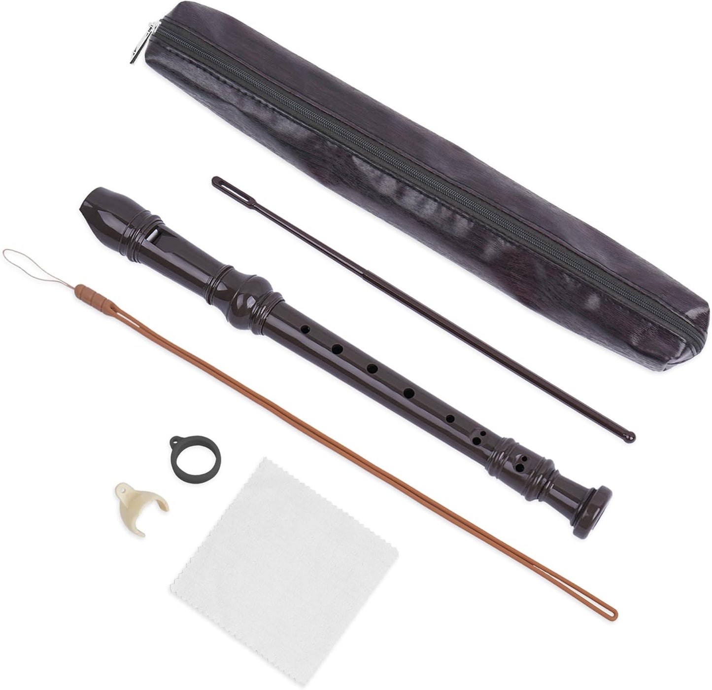 LIZIMANDU Recorder Instrument for Beginner Adults,8-Hole Soprano Descant Recorder Music Flute with Cleaning Rod & Case Bag For Home Entertainment(6-Wood Dark Brown)