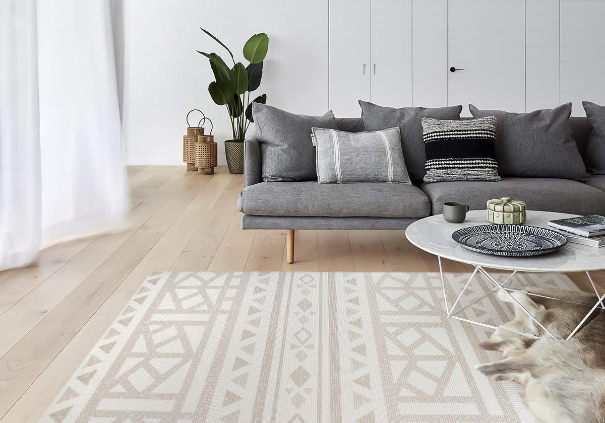 Cushmat Stylish Reversible Foam Play Mat (Large, Crystals Gray - Tropical Safari) - Soft, Waterproof, Durable Play mat for Infants, Babies, Toddler, Kids & Grownup - 6.5ft x 4.5ft