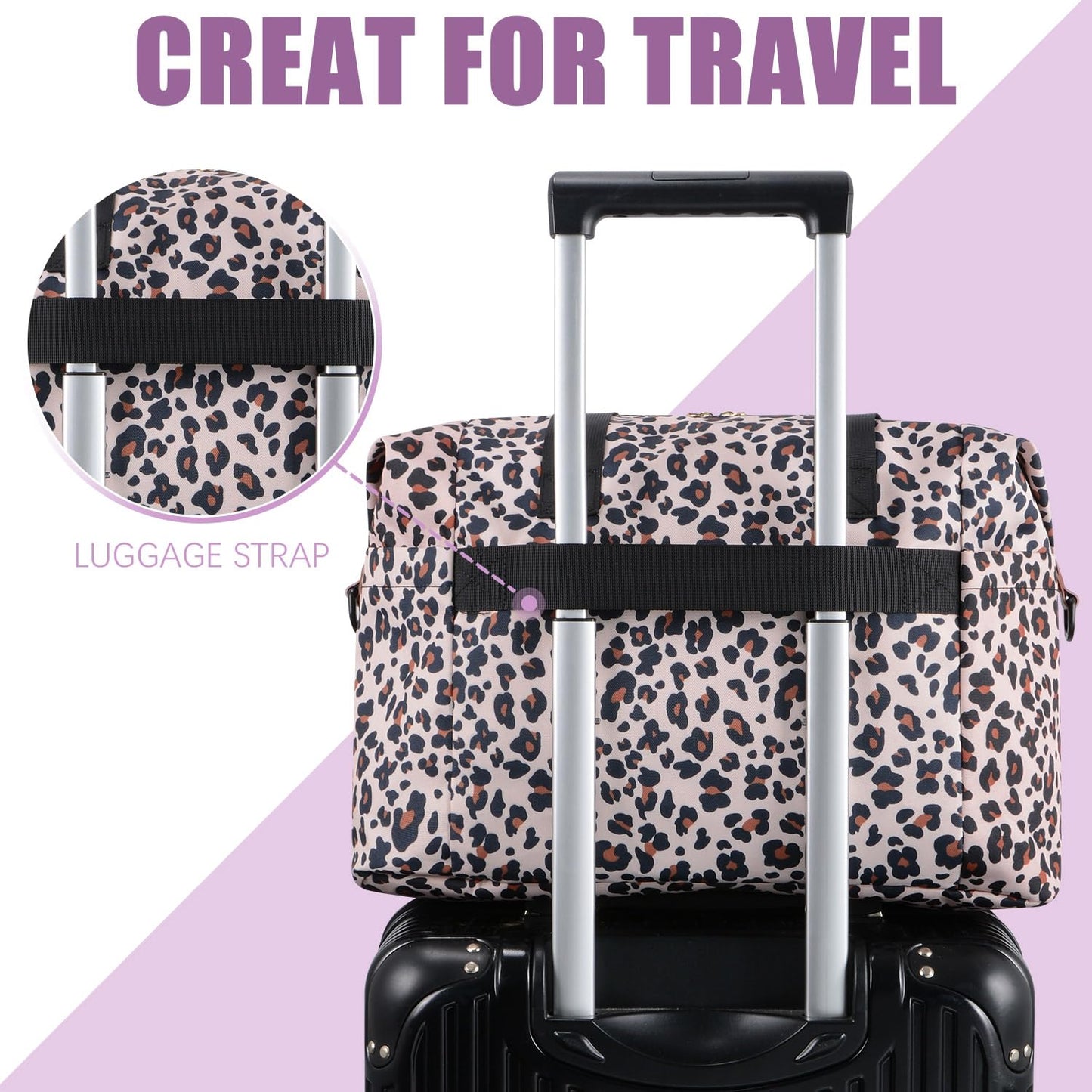 Tuwubi Diaper Bag Tote,Baby Diaper Bag with Pacifier Case Large Travel Diaper Tote Caddy for Mom and Dad Multifunction Large Baby Bag - Leopard Print