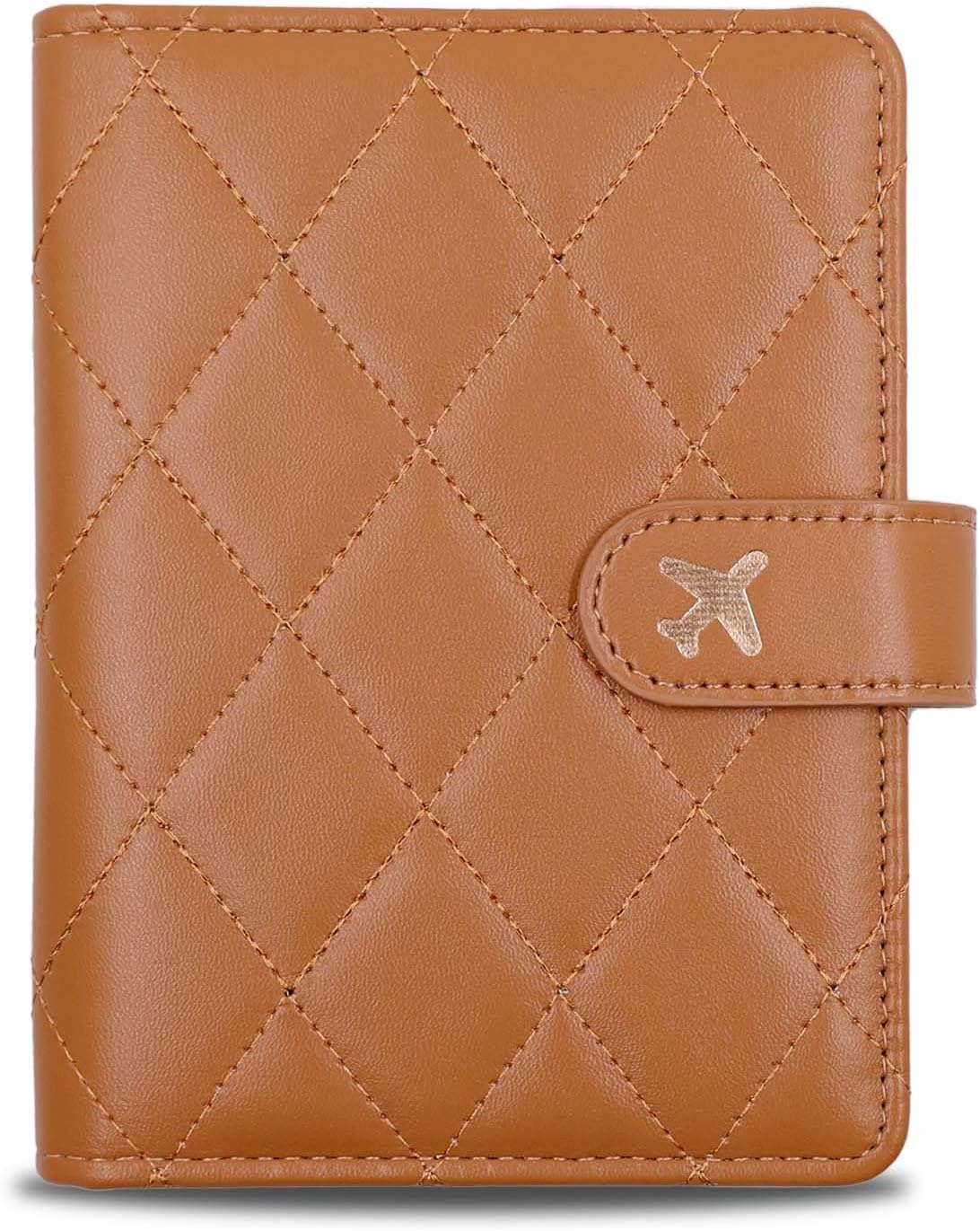 Melsbrinna Rfid Passport Holder for Travel women/Men, Cute Passport Wallet Rfid Blocking Card Slots, Rfid Passport Cover/CaseTravel Wallet, Passport Book Holder (1, LG BROWN)