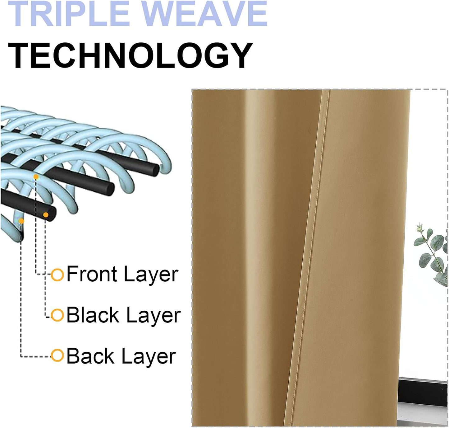 Simplebrand Ava Gold Blackout Curtains for Bedroom 84 Inch Length 2 Panels Set, Solid Thermal Insulated Privacy Living Room Window Treatment Curtains Blackout Drapes, W40 x L84 Inch, Gold