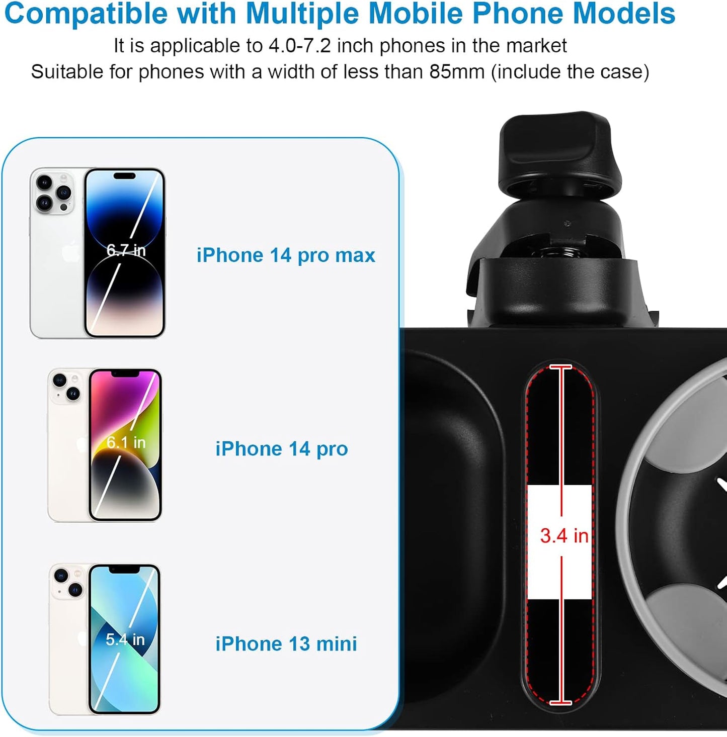 Accmor Stroller Cup Holder with Tray, Universal Cup Holder, Bike Bottle Holder, 360° Rotatable Large Caliber Drinks Holder for Stroller, Bike, Wheelchair, Walker