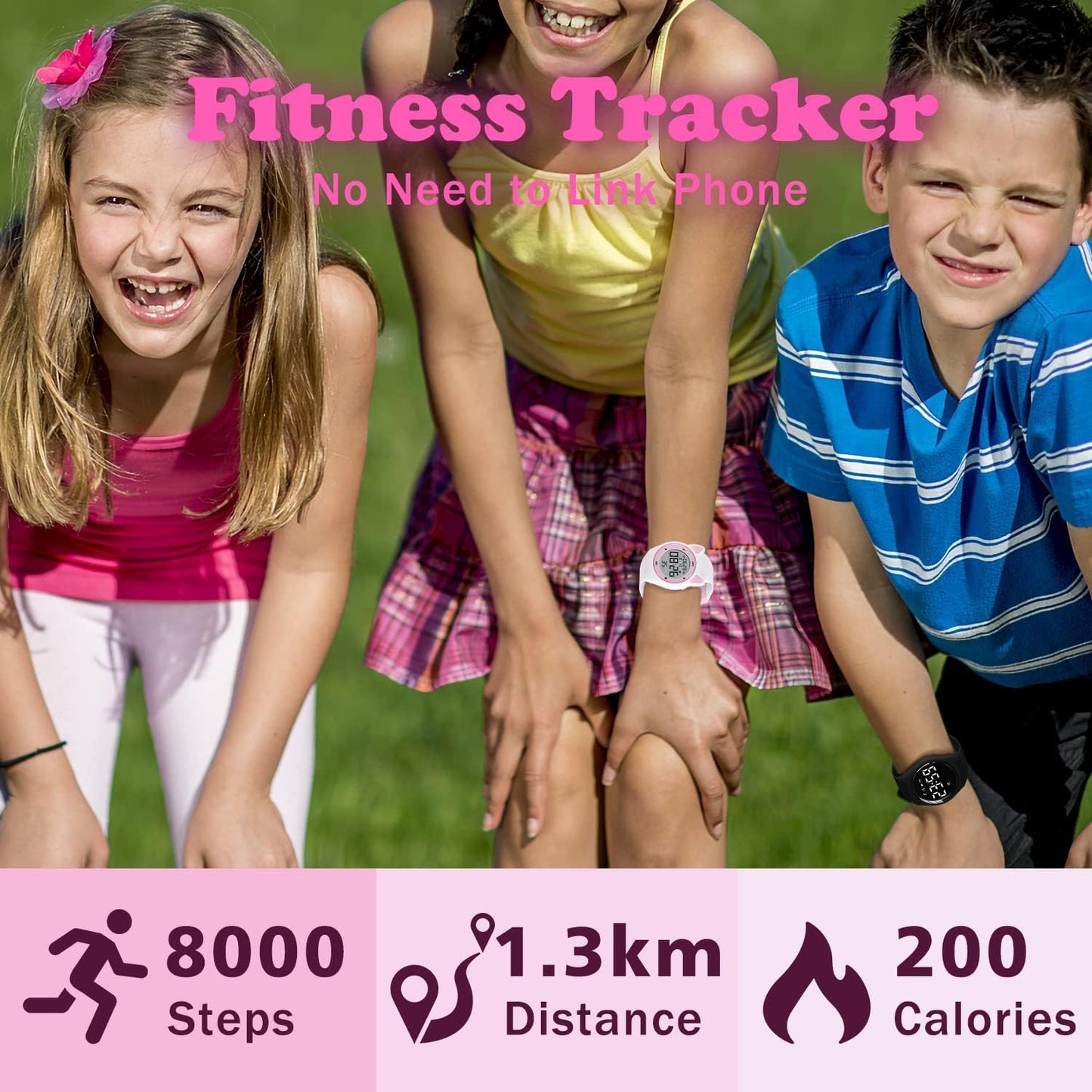 Kids Watches for Girls Boys Digital Sport Watch with Step Counter Pedometer Vibration Alarm Clock, No App Waterproof Fitness Tracker Kids Watch Boys Girls Teens Students Ages 5-16