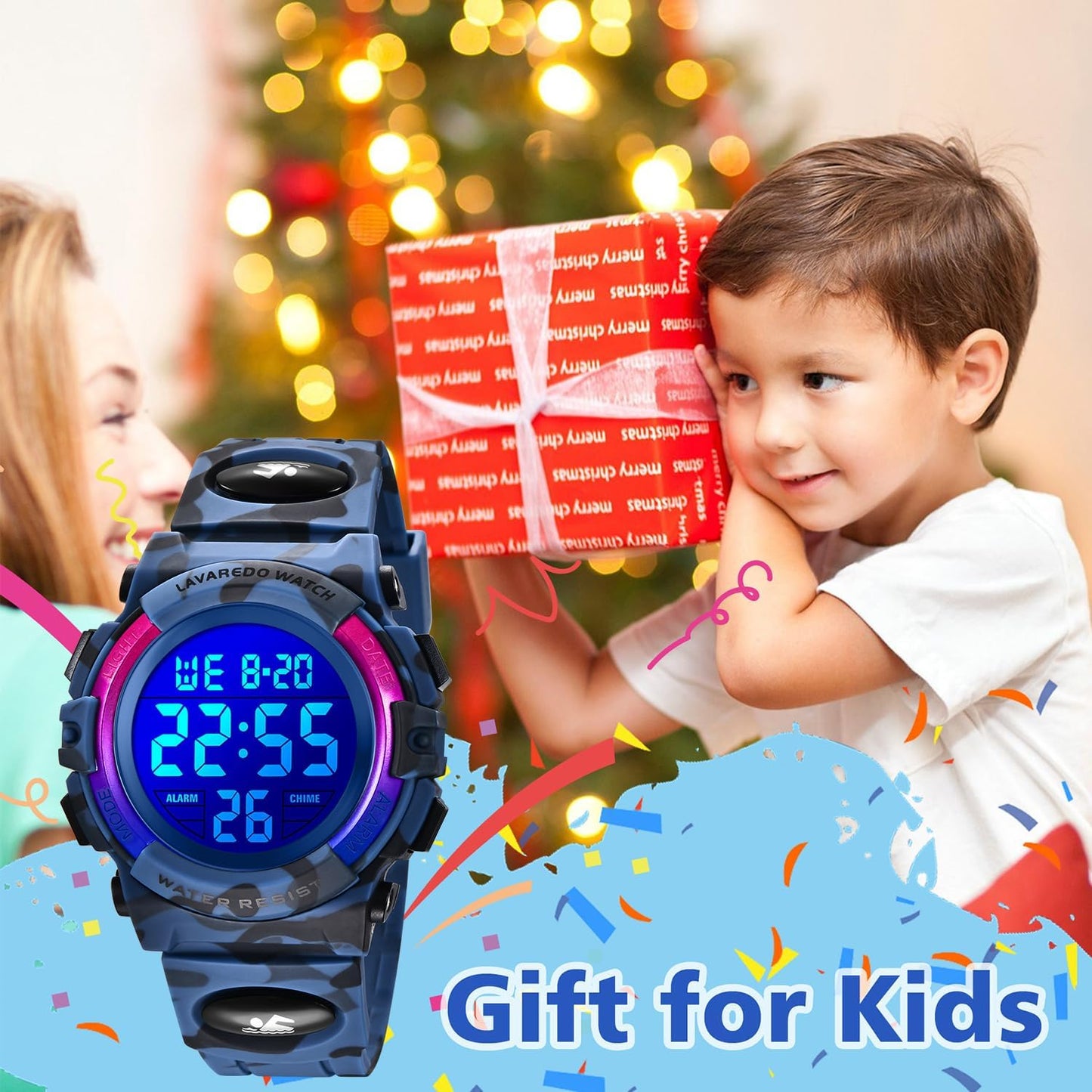 Kids Watch,Boys Watch for 3-15 Year Old Boys,Digital Sport Outdoor Multifunctional Chronograph LED 50 M Waterproof Alarm Calendar Analog Watch for Children with Silicone Band,Kids Gift