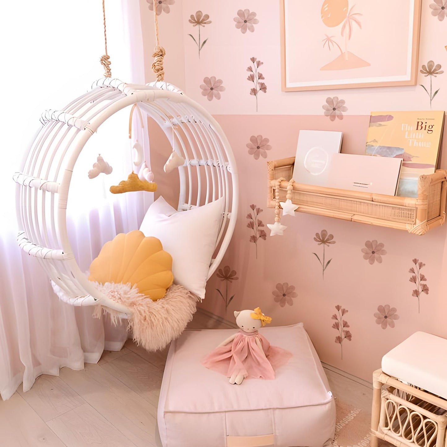 YouRfocus Daisy Wall Decals | 84 PCS Boho Flower Stickers for Girls' Rooms, Playrooms, and Nurseries | Dual Layer Print for High Coverage | Removable Peel and Stick Wall Decor (Pink-B) | 12 Sheets