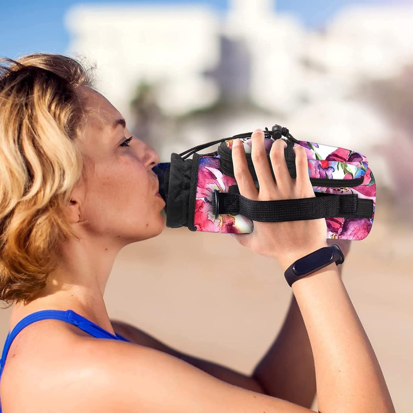 AUPET Water Bottle Sling Bag Sleeve Holder Carrier 25/32/40/64 oz,Insulated Crossbody Water Bottle Case Cover with Strap and Pockets for Men/Women Walking Hiking