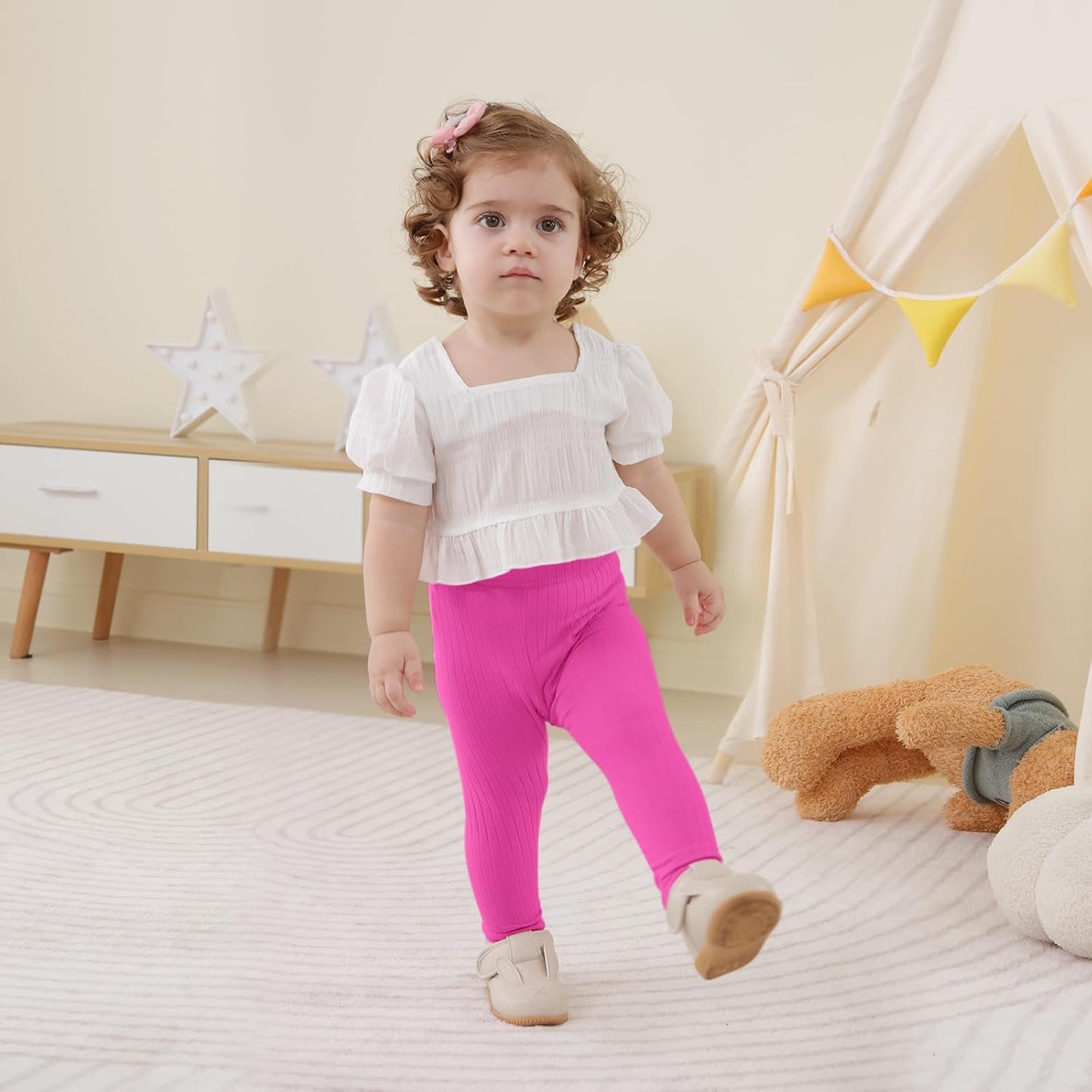 Newborn Toddler Baby Girl Pants Leggings Ribbed Straight Flare Infant Girl Pants Leggings Bell Bottoms 5 Packs