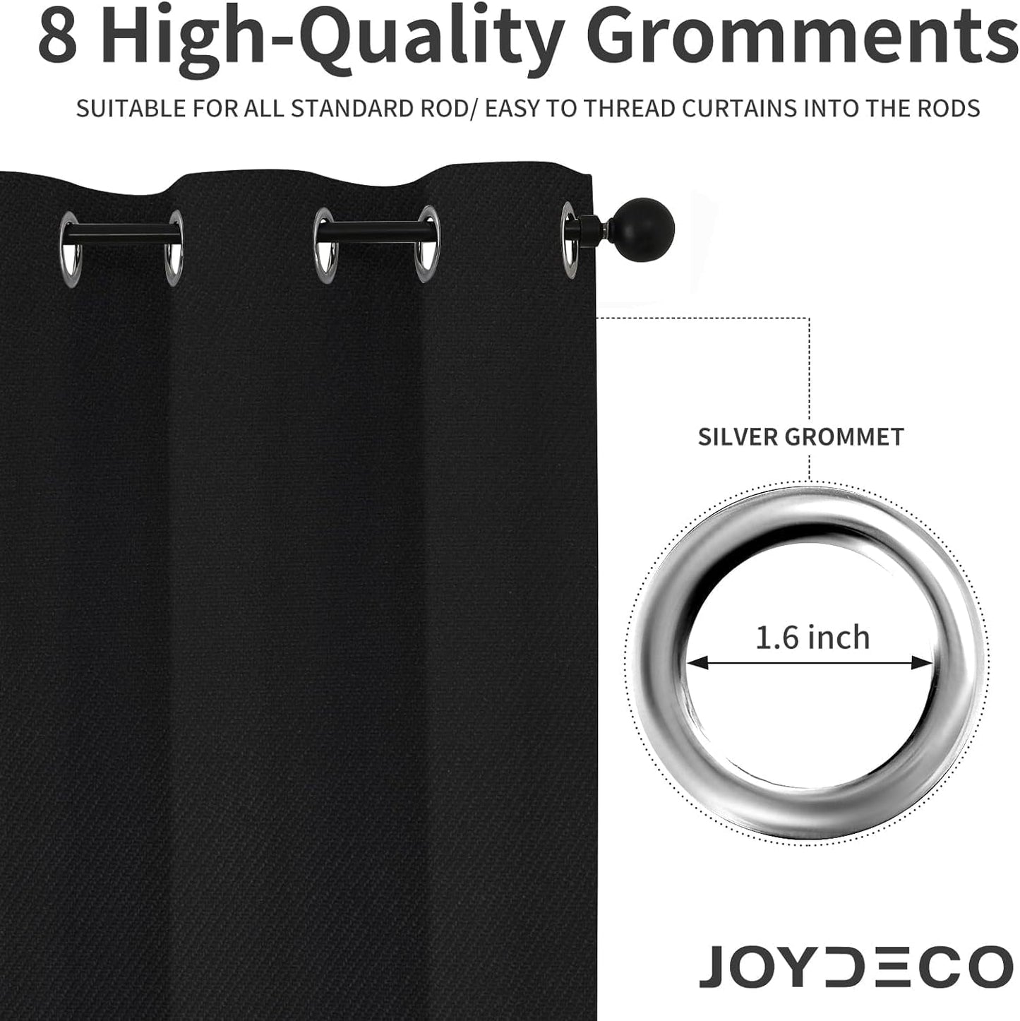 Joydeco Custom 100% Blackout Curtains 1 Panel, Grommet Thermal Insulated Curtains& Drapes, Room Darkening Drapes for Bedroom Living Room Window (Custom Size, Black)