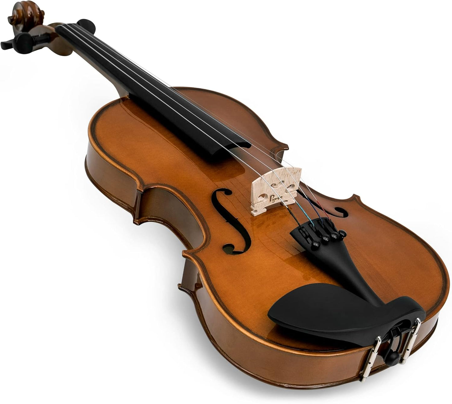 Poseidon Violin for Beginners Adult Fiddle Set, Acoustic Violin Solid Wood Violin 4/4 with Case, Two 4/4 Strings, Two Bows, Two Bridges, Two Rosins, Clip-on Tuner, Shoulder Rest Manual - Glossy German