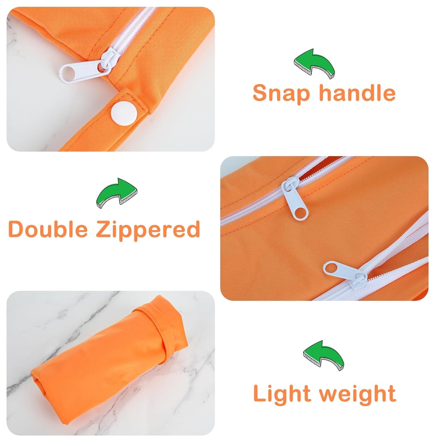 Angel Love 2 Pack Baby Cloth Diaper Wet/Dry Bags with Two Zippered Pockets, Travel, Beach, Pool, Gym Bag for Swimsuits or Wet Clothes, Waterproof Washable Reusable, P0204