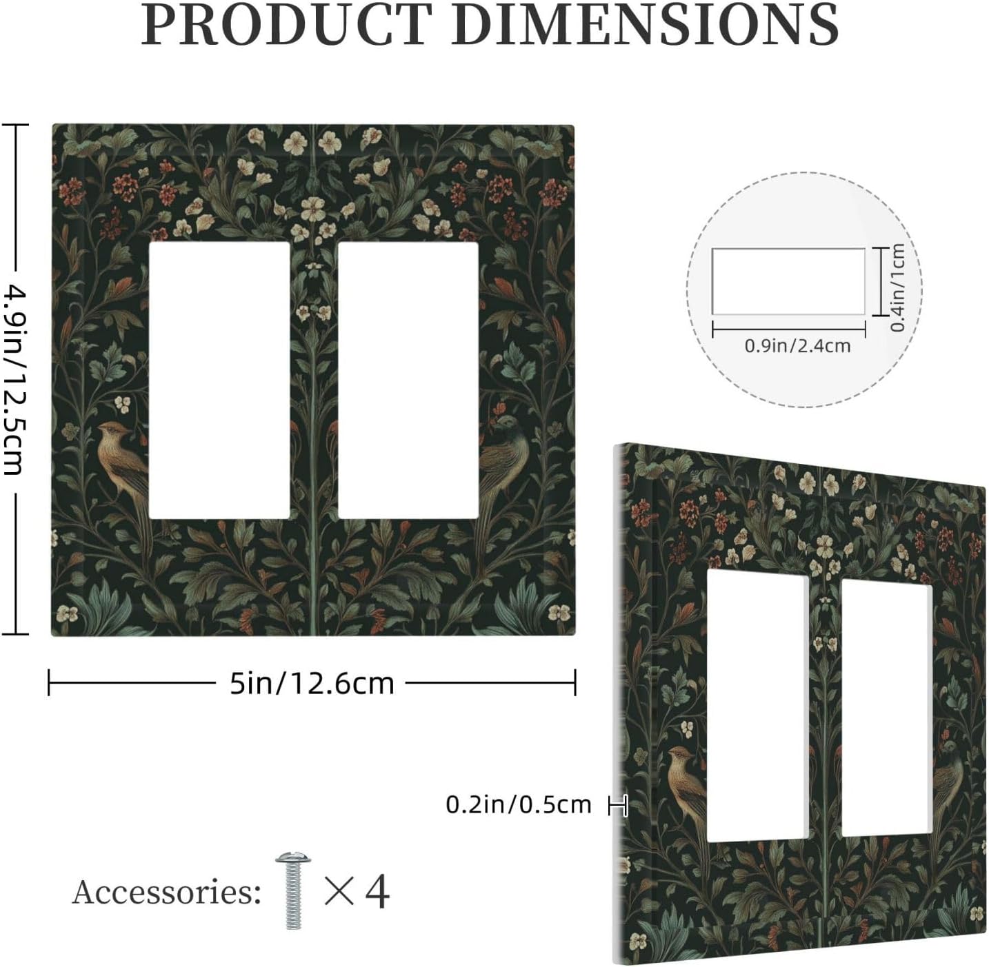 Decorative Outlet Covers Vintage Morris Colorful Flower Green Leaf 2 Gang Double Gfci Rocker Electrical Wall Panels Light Switch Cover Plate For Bed Room Living Room Decor