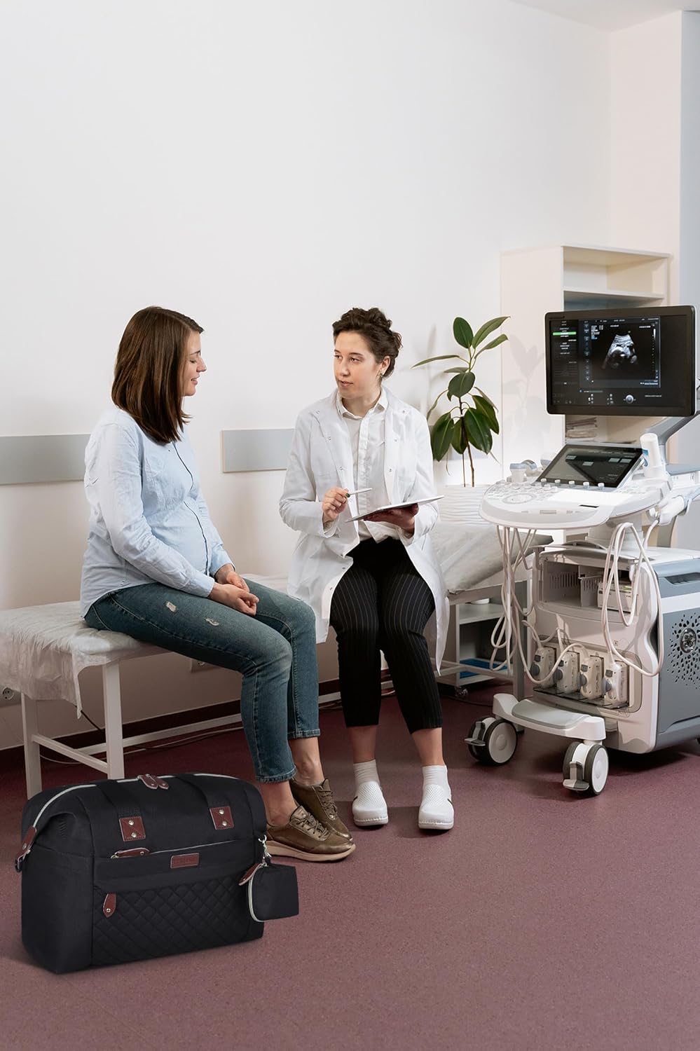 Diaper Bag Tote - Diaper Baby Bags with Pacifier Case, Shoulder Straps, Stroller Clips, Waterproof Large Mommy Maternity Travel Baby Bag for Mom and Dad, Medium, Black