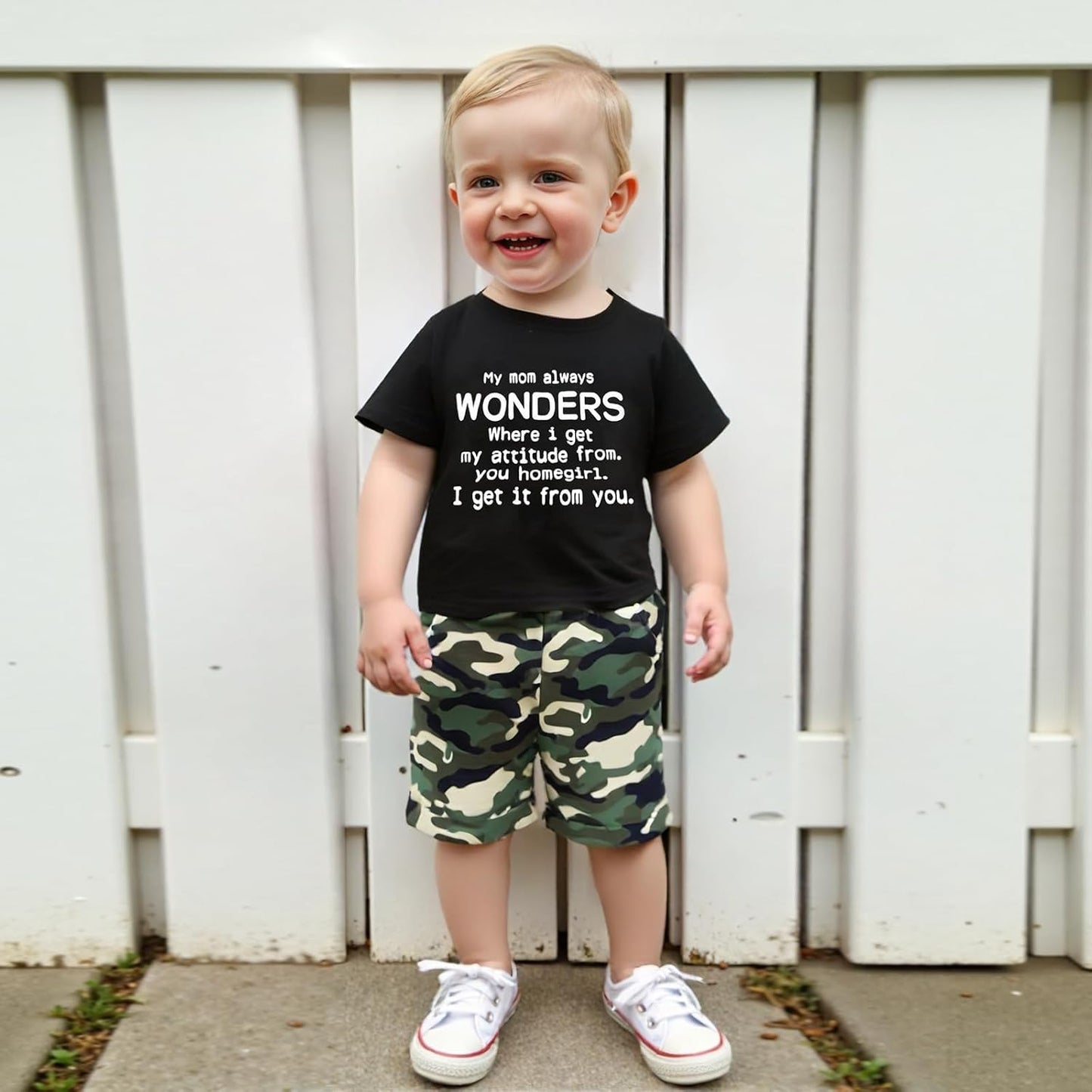 wdehow Toddler Kids Baby Boy Summer Clothes Sets 1T 2T 3T 4T 5T Letter Print Short Sleeve Tops Camouflage Shorts Outfits