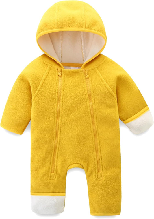 Newborn Baby Fleece Jumpsuit Girls Boys Winter Hooded Coverall Romper Cute Baby Snowsuit Clothes