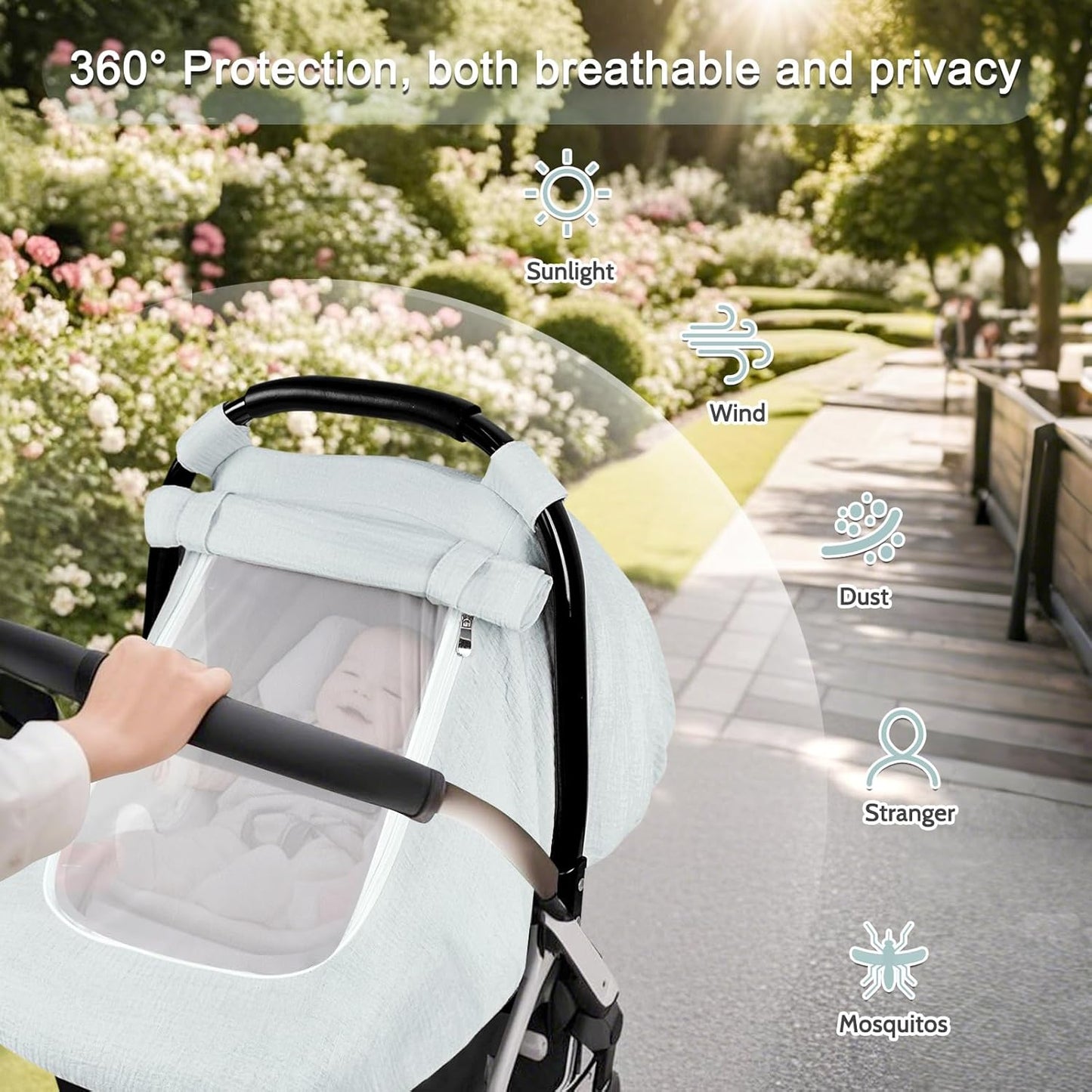 Muslin Car Seat Covers for Babies, Summer Baby Car Seat Cover for Boys Girls with Breathable Window, Lightweight Infant Car Seat Canopy, Gray