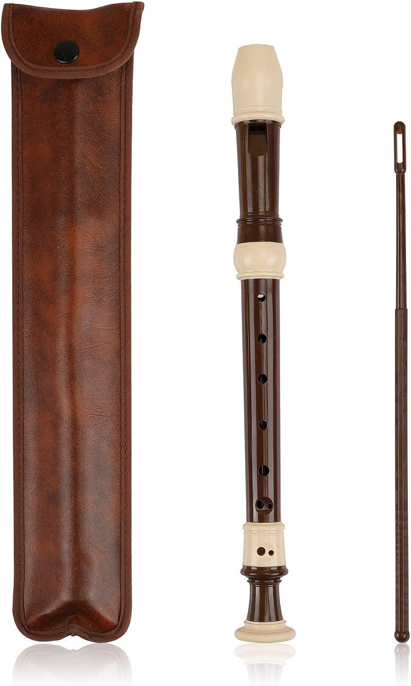 Soprano Recorder Descant Flauta Recorder 8 Hole ABS Clarinet German Style Treble flute C Key With Fingering Chart Instructions with Cleaning Rod Bag (baroque)