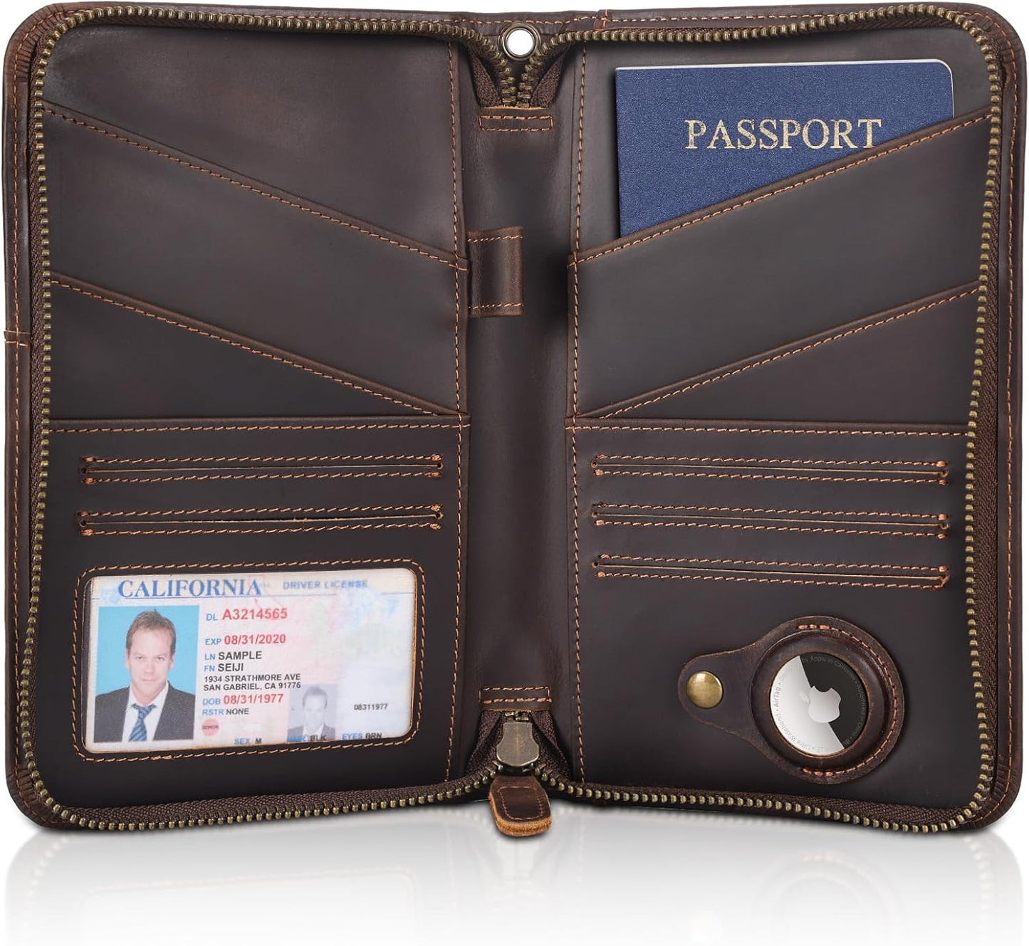 Polare Full Grain Leather Passport Holder Cover Case for Men and Women RFID Blocking Family Travel Wallet Holds 6 Passports