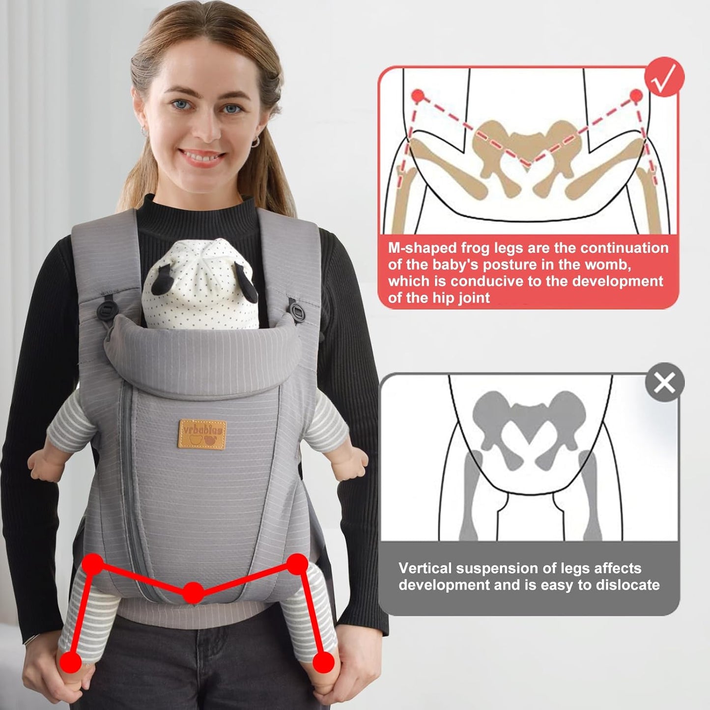 New Upgrade Ergonomic Baby Carrier Newborn Toddler Wrap Carrier,Hands Free Baby Sitting Sling,Breathable,Perfect for Infants/Chest Sling for Babies Shower Gift (Striped Dark Grey, Upgrade-with Belt)