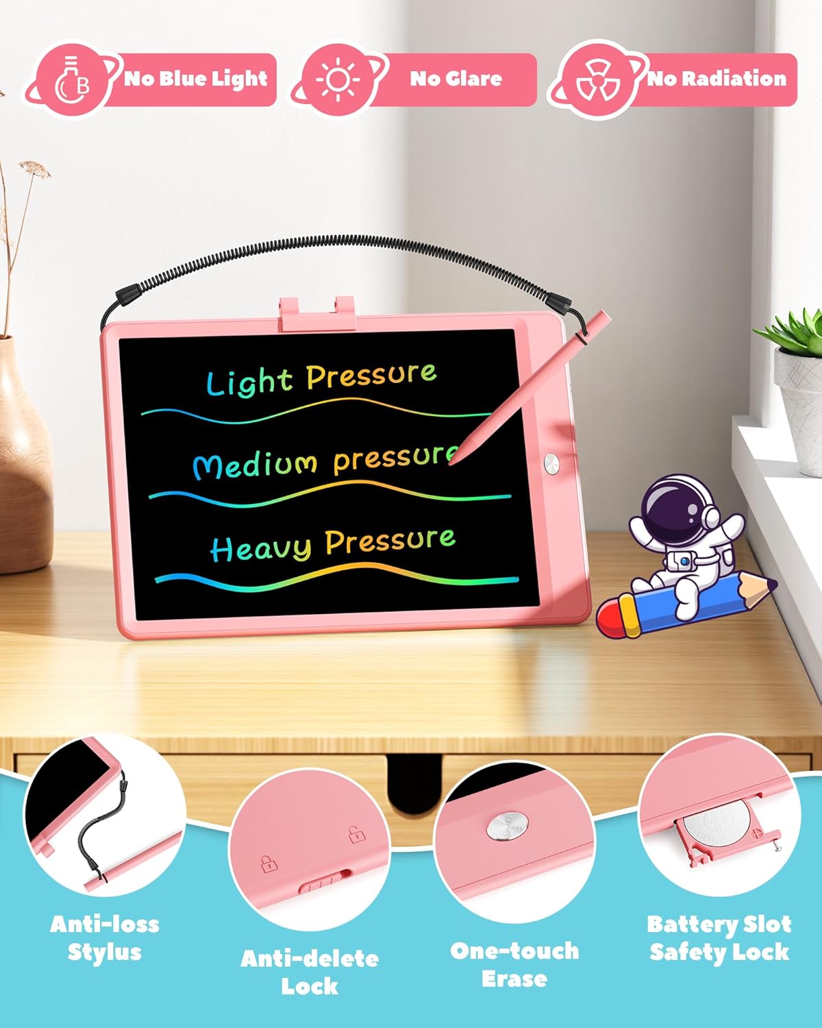 KOKODI LCD Writing Tablet, 16 Inch Colorful Toddler Doodle Board Drawing Tablet, Erasable Reusable Electronic Drawing Pads, Educational and Learning Toy for 3-6 Years Old Boy and Girls