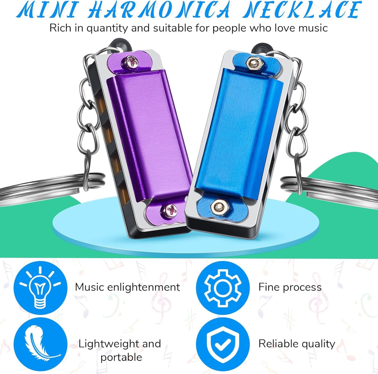 Ecally 32 Pcs Mini Harmonica Keychain for Kids Operation Christmas Favors Portable Wind Instruments 4 Holes 8 Tunes Harmonica Music Party Favors Cute Music Keychain Accessory (Fashion Color)