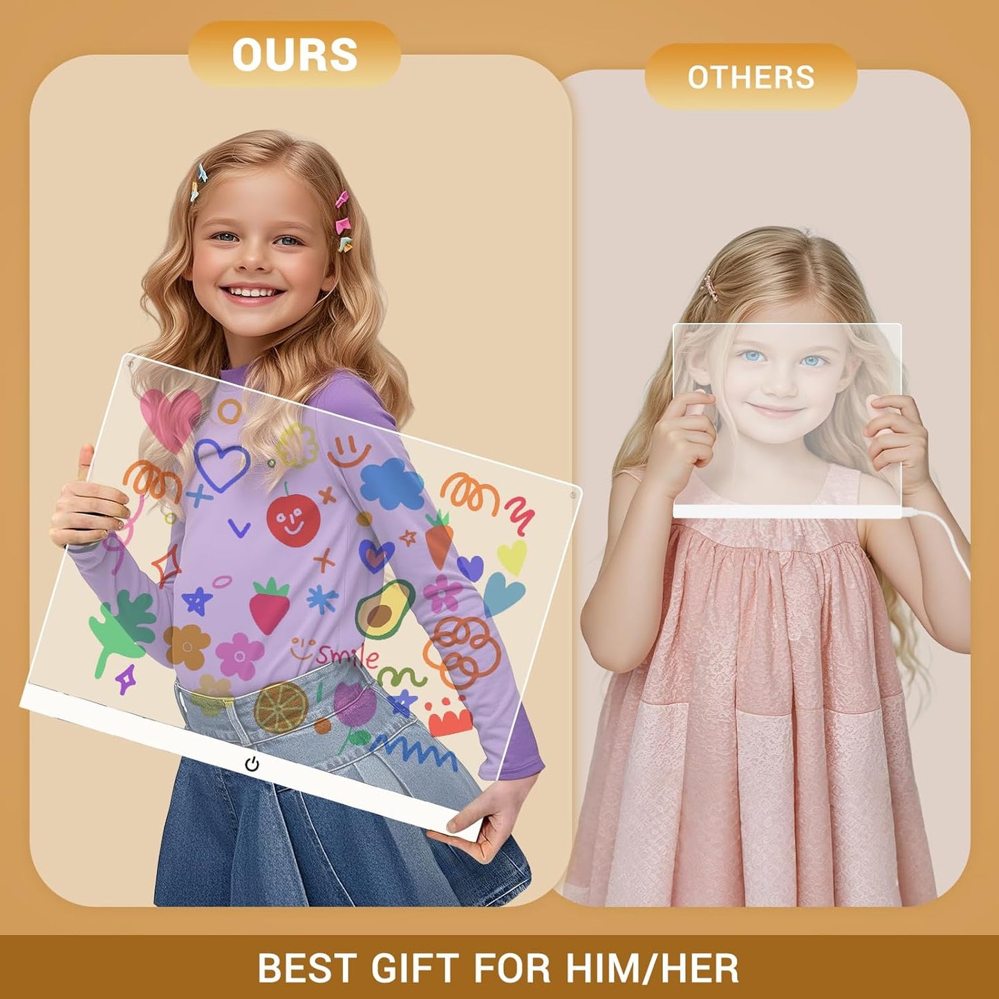 Doodle Glow, LED Note Board with Colors, 14.1"x10.9" Wooshneesham Acrylic Dry Erase Board, 16M-Color LED Light-Up Memo w/Music Sync, APP & Remote, Stand & 7 Markers, Battery Case, Neon Glow (White)