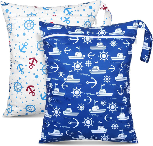 Shappy 2 Pcs Large Travel Laundry Bag Washable Waterproof Wet Dry Large Dirty Clothes Bag Bathing Workout(Navigation)