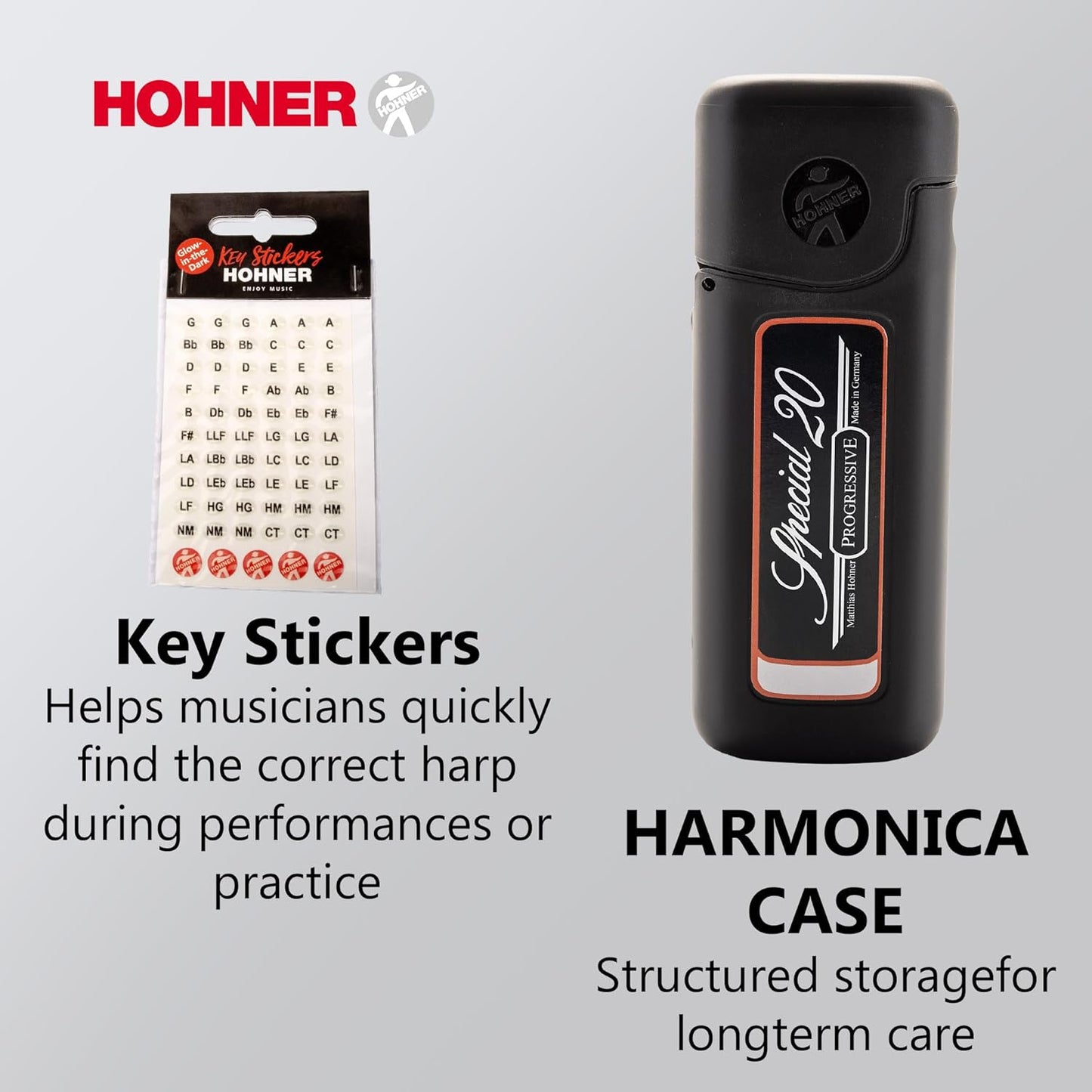 Hohner Special 20 Harmonica - Key of C Bundle with Key Stickers, Plastic Case, Instructional Manual, and Austin Bazaar Polishing Cloth