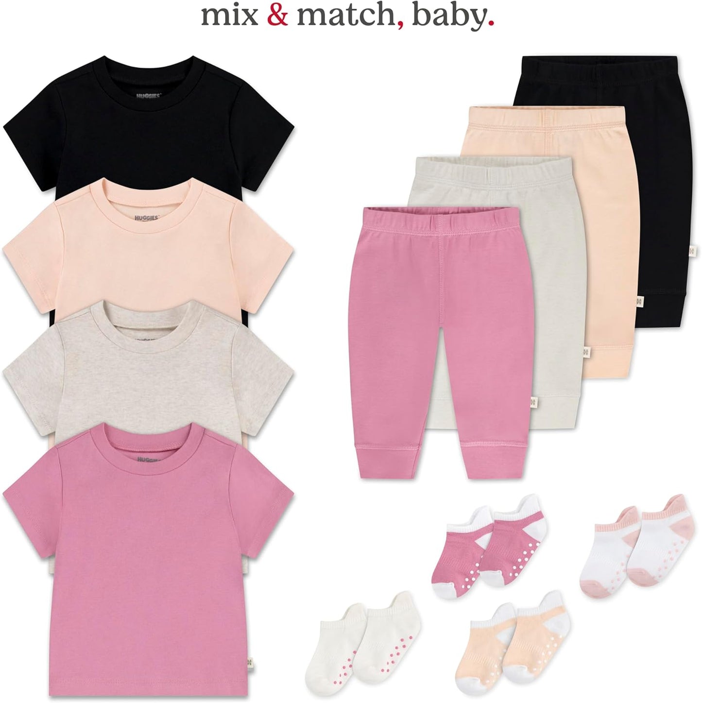 Huggies Unisex Baby Basic T-Shirt, Pale Peach/Pink