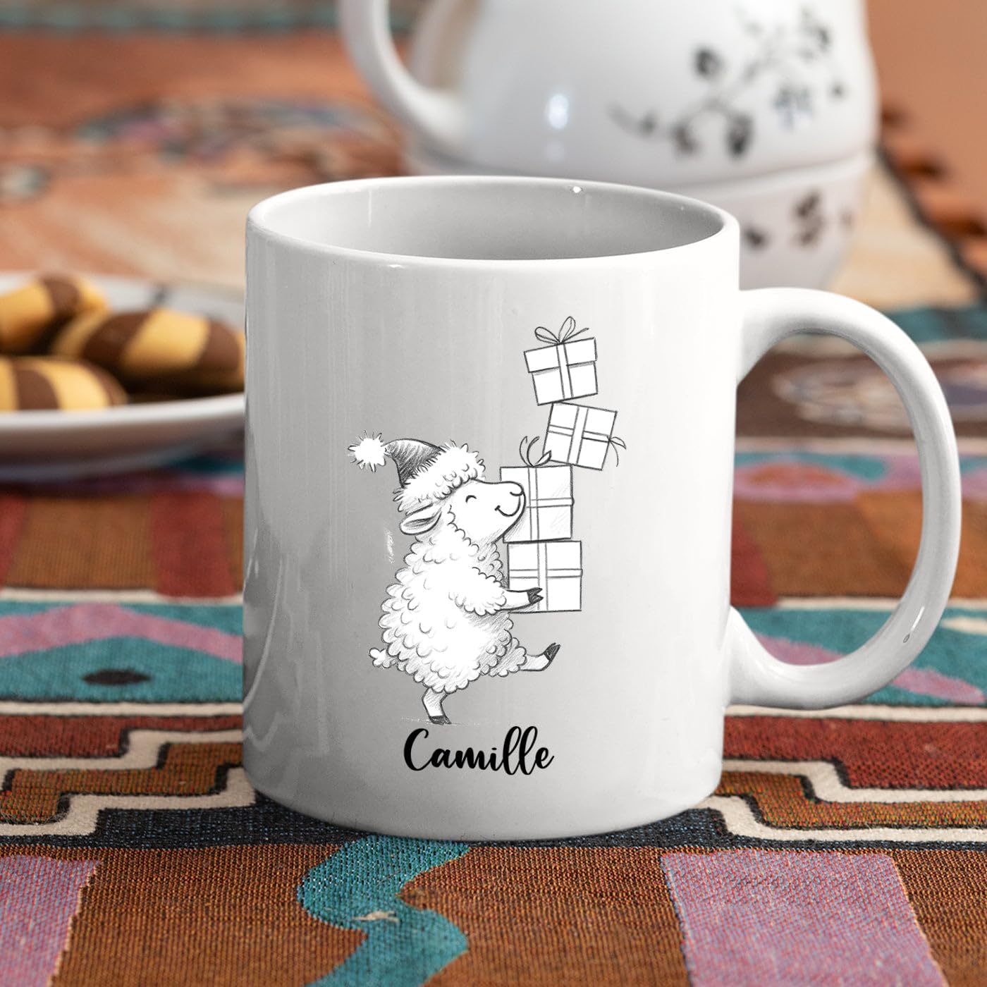 Personalized Name Sheep Lover Coffee Mug, Funny Sheep White Cup Gift For Men Women Dad Mom Daughter Son, Custom Sheeps Accent Ceramic Teacup 11 15 Oz, Sheeps Travel Mug Gift for Birthday Christmas
