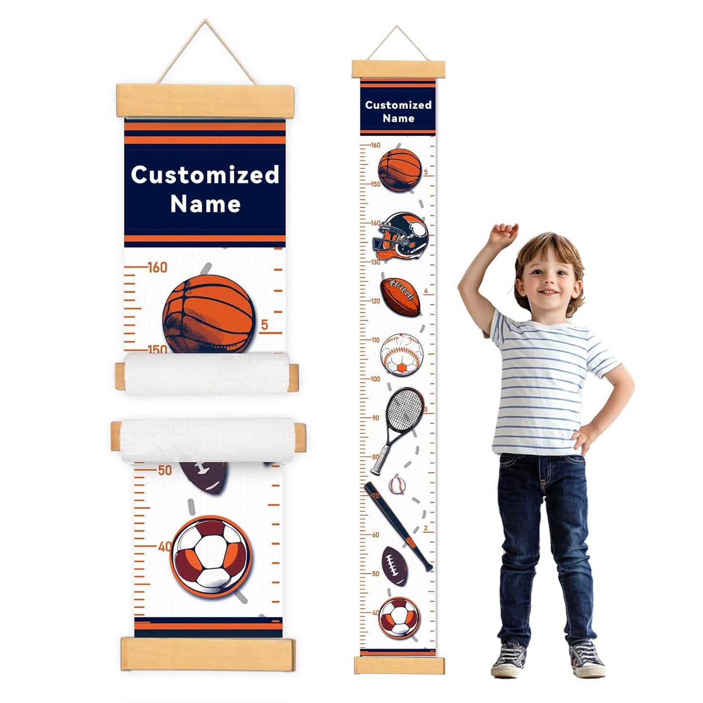 Personalized Name Growth Chart for Kids, Ball Measuring Height Chart, Meaningful Memories Through Kid Size Chart Measurement, Growth Chart Ruler for Wall, Toddler Room Decor
