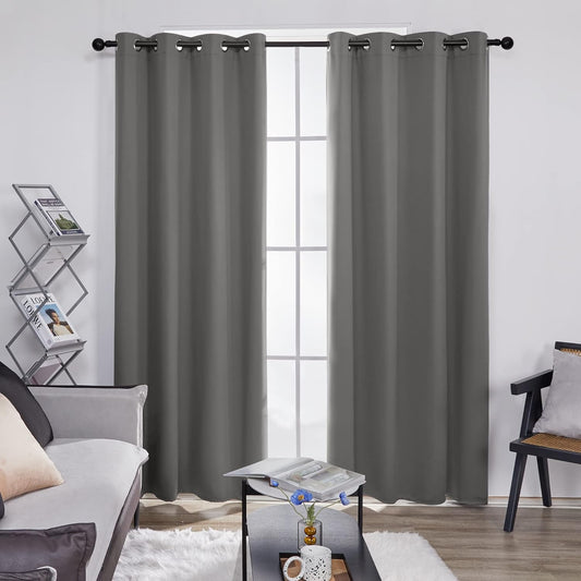 Deconovo Blackout Curtains, Room Darkening Thermal Insulated Window Drapes, Noise Reducing, Grommet Top, 2 Panels 52W x 84L Inch Machine Washable for Bedroom Living Room Nursery Light Grey